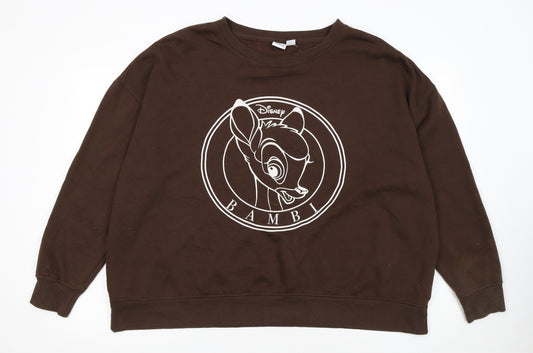 Disney Women’s Brown Bambi Sweatshirt 2XL Pullover Cotton Blend