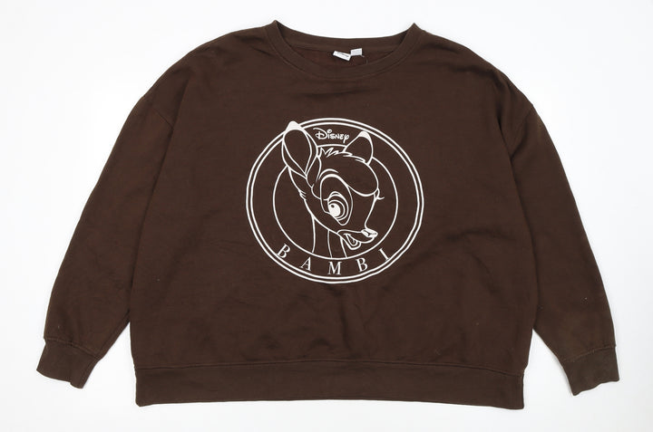Disney Women’s Brown Bambi Sweatshirt 2XL Pullover Cotton Blend