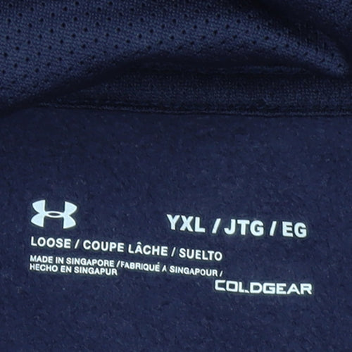 Under Armour Boys Navy Hoodie YXL ColdGear Loose Fit Pullover Sweatshirt
