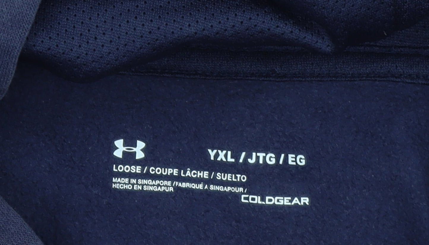 Under Armour Boys Navy Hoodie YXL ColdGear Loose Fit Pullover Sweatshirt