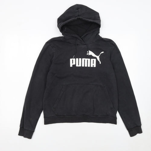 Puma Womens Black Hoodie UK 12 Pullover Logo Sweatshirt