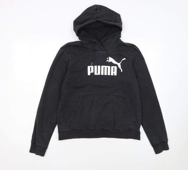Puma Womens Black Hoodie UK 12 Pullover Logo Sweatshirt