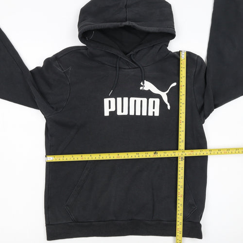 Puma Womens Black Hoodie UK 12 Pullover Logo Sweatshirt