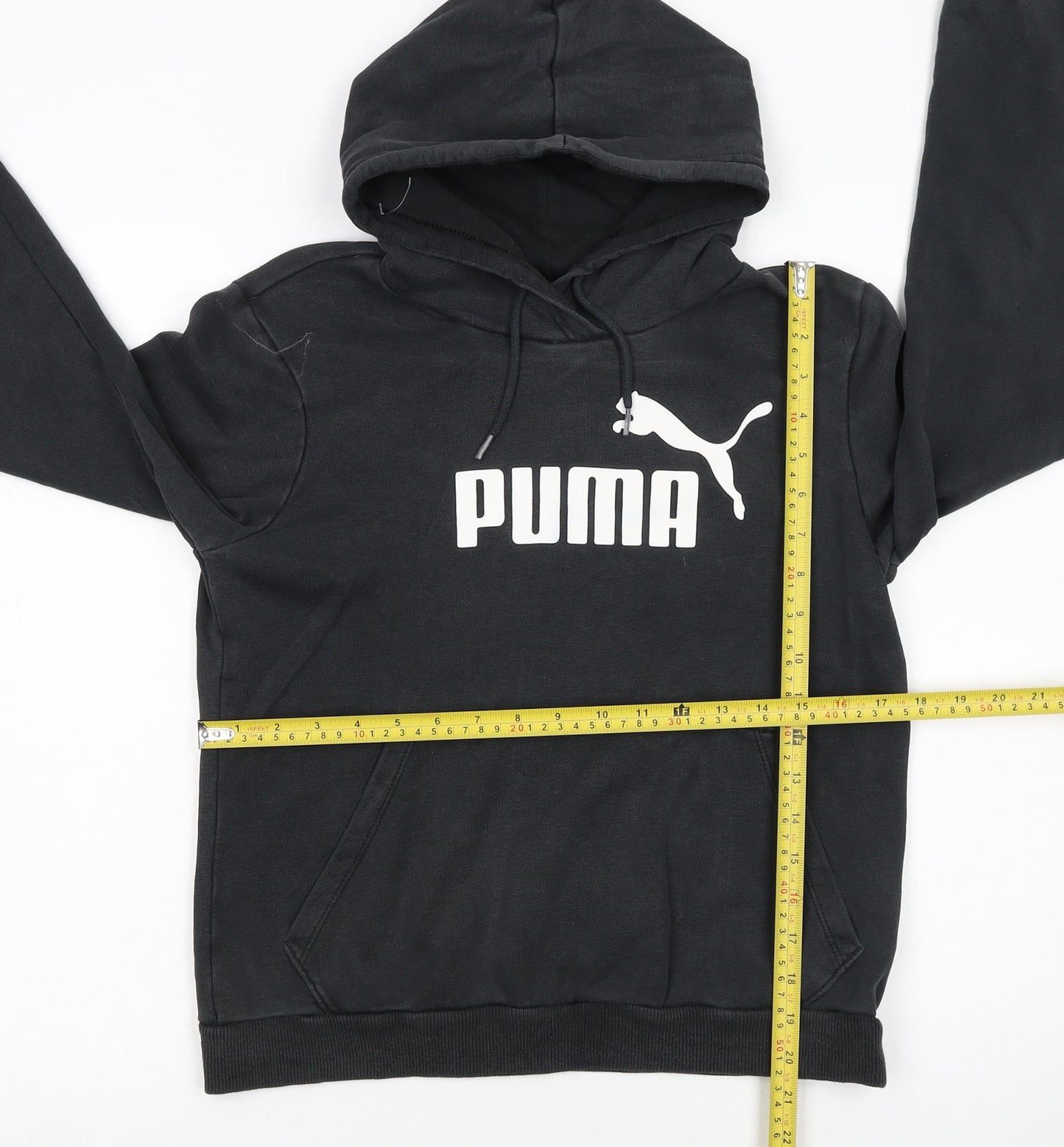 Puma Womens Black Hoodie UK 12 Pullover Logo Sweatshirt
