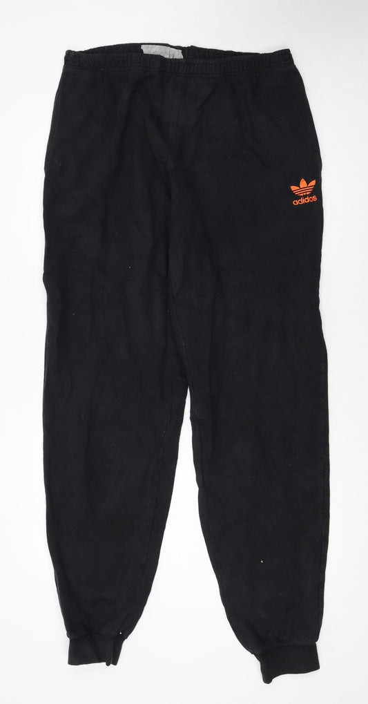 Adidas Mens Black Jogger Sweatpants L Regular Fit Elastic Waist