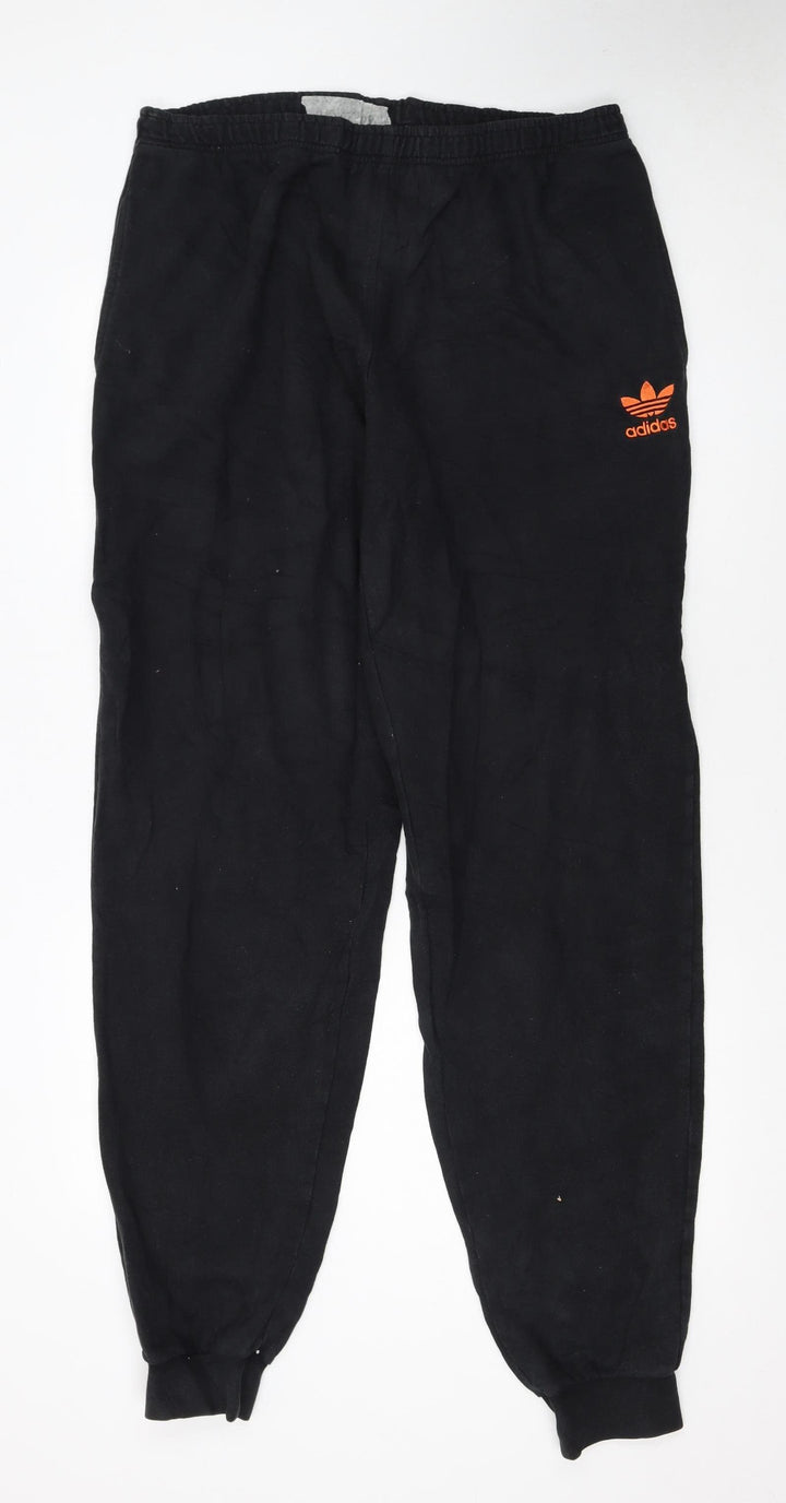 Adidas Mens Black Jogger Sweatpants L Regular Fit Elastic Waist