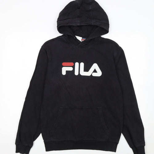 FILA Womens Black XS Pullover Hoodie With Logo Print