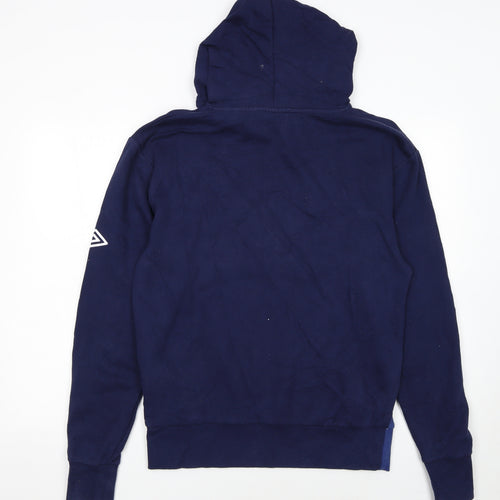 Umbro Men's Blue Pullover Hoodie L Sports Logo Cotton Blend