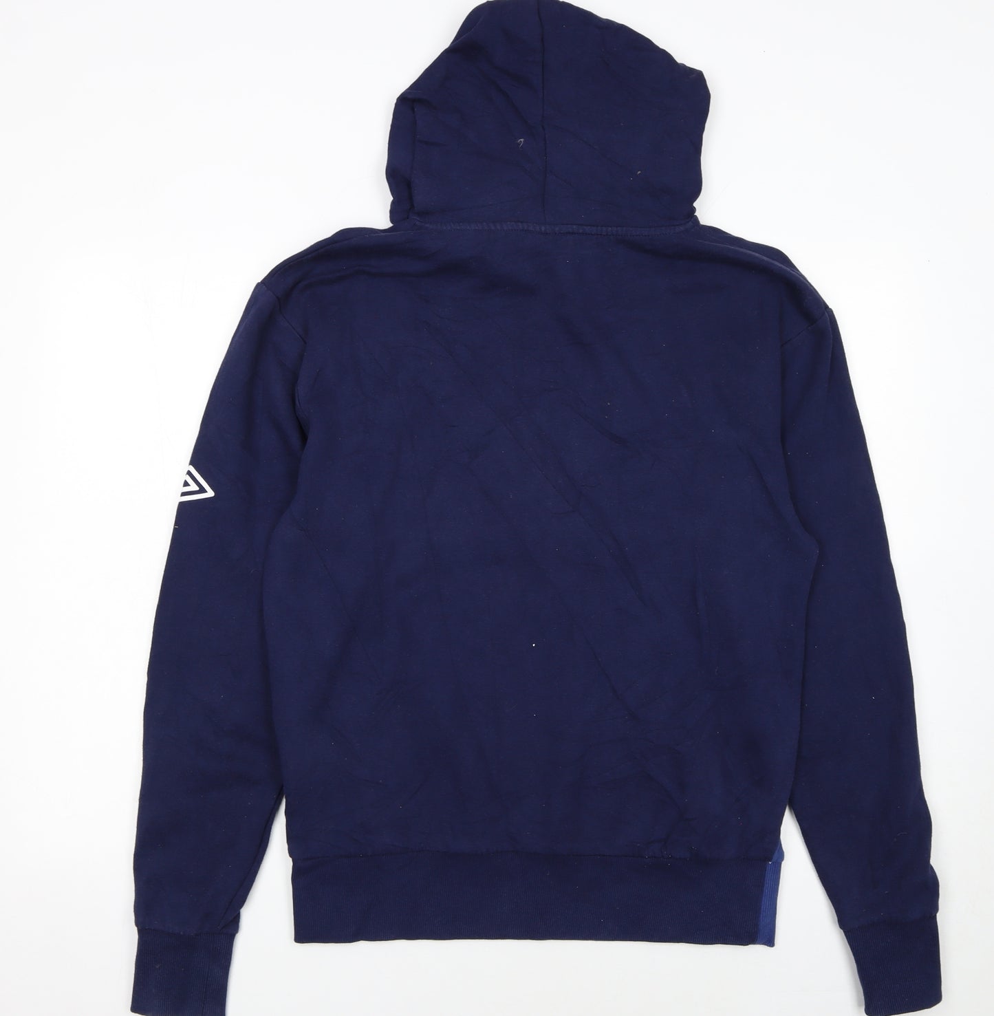 Umbro Men's Blue Pullover Hoodie L Sports Logo Cotton Blend