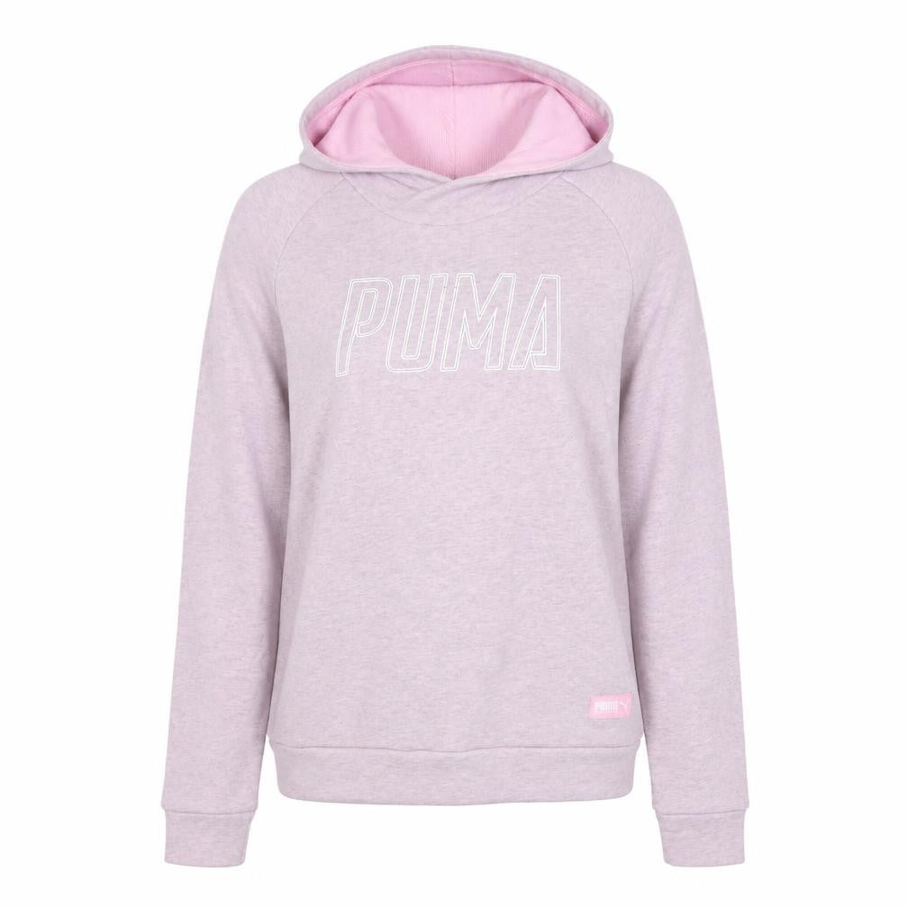 Front view of Puma Women's Pink Pullover Hoodie Small Cotton Blend