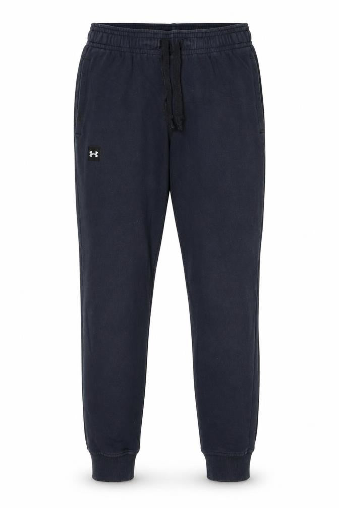 Front view of Under Armour Men's Black Jogger Sweatpants, size S, Relaxed Fit