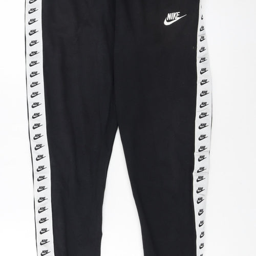 Nike Men's Black Jogger Sweatpants S Tapered Fit Logo Trim