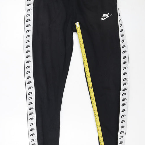 Nike Men's Black Jogger Sweatpants S Tapered Fit Logo Trim