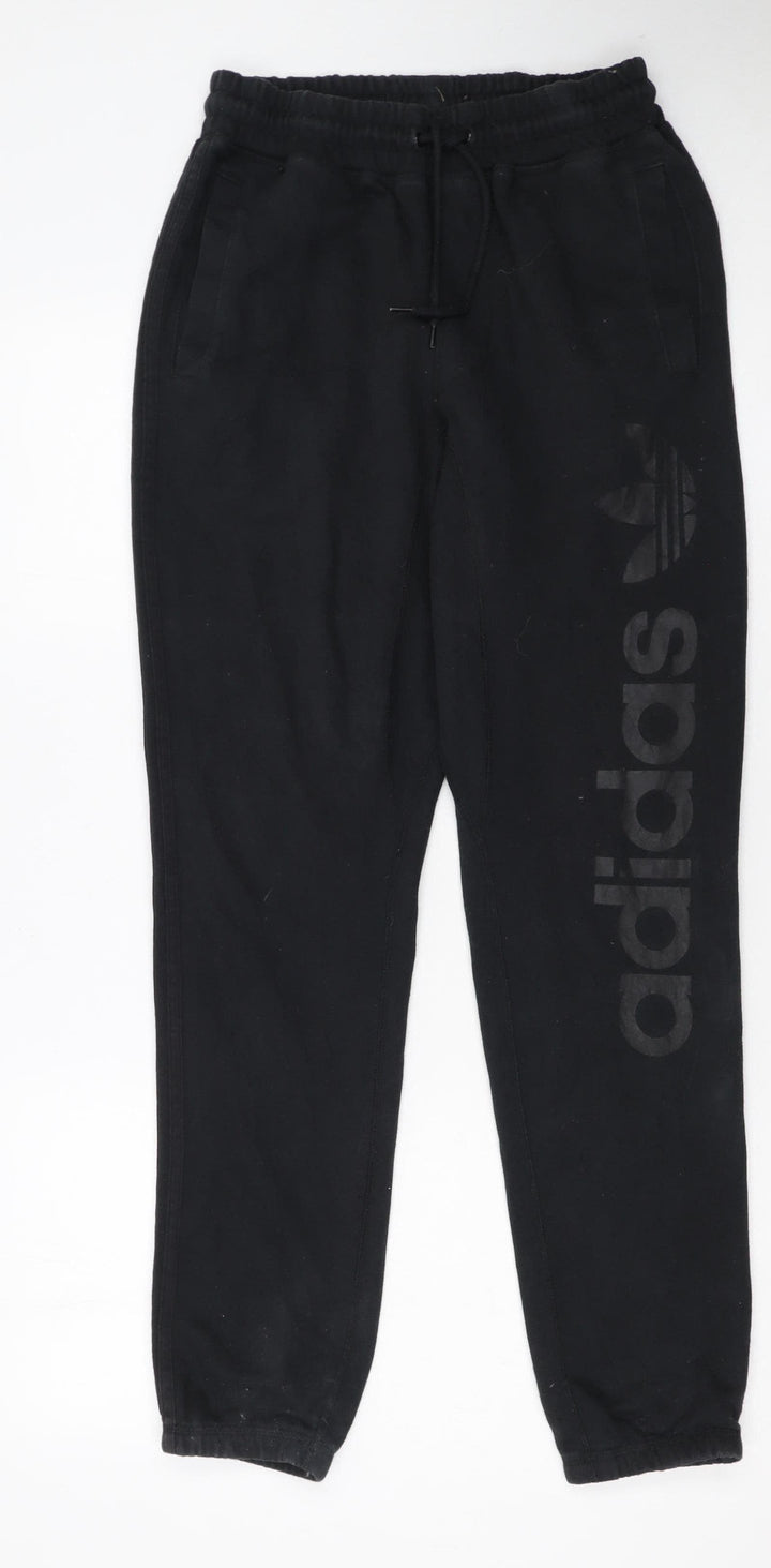 Adidas Womens Black Jogger Sweatpants S Tapered Fit Elastic Waist