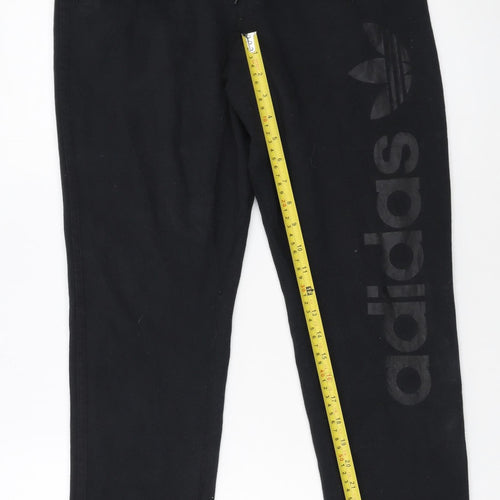 Adidas Womens Black Jogger Sweatpants S Tapered Fit Elastic Waist