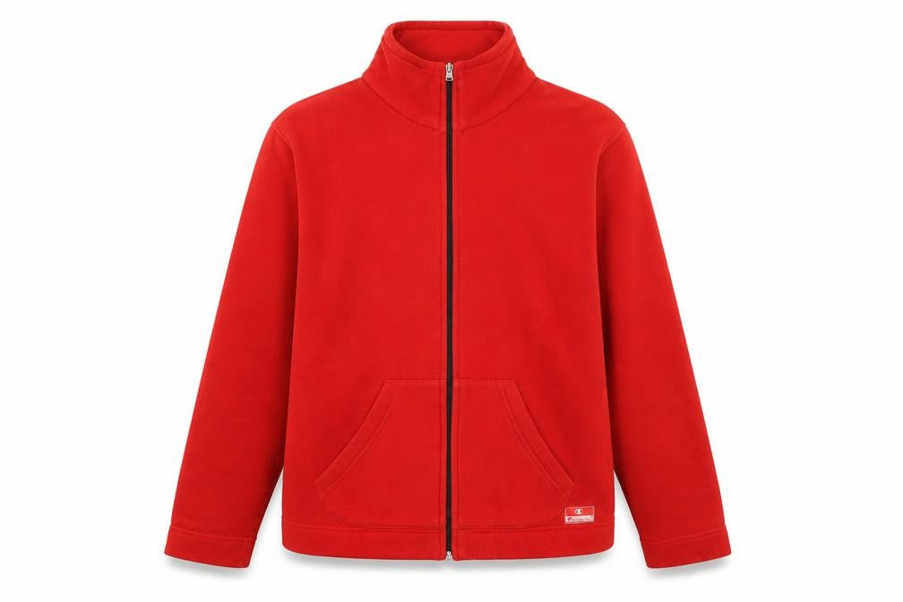 Front view of Champion Men's Red XL Track Jacket Full Zip Fleece Activewear