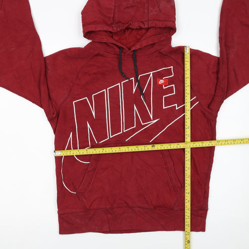 Nike Men's Red Pullover Hoodie S Graphic Print Cotton Blend
