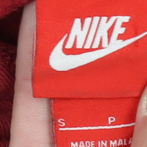 Nike Men's Red Pullover Hoodie S Graphic Print Cotton Blend