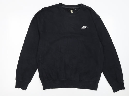 Nike Men Black Small Pullover Crew Neck Fleece Sweatshirt