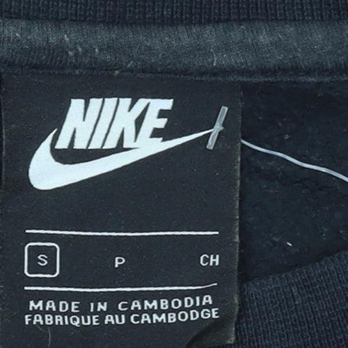 Nike Men Black Small Pullover Crew Neck Fleece Sweatshirt