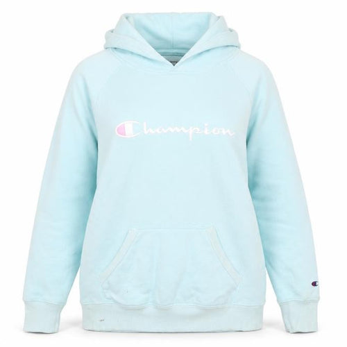 Champion Girls Blue Pullover Hoodie L Logo Fleece Sweatshirt