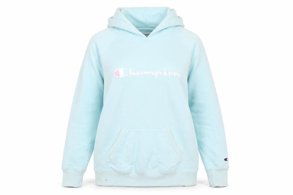 Champion Girls Blue Pullover Hoodie L Logo Fleece Sweatshirt
