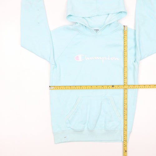 Champion Girls Blue Pullover Hoodie L Logo Fleece Sweatshirt