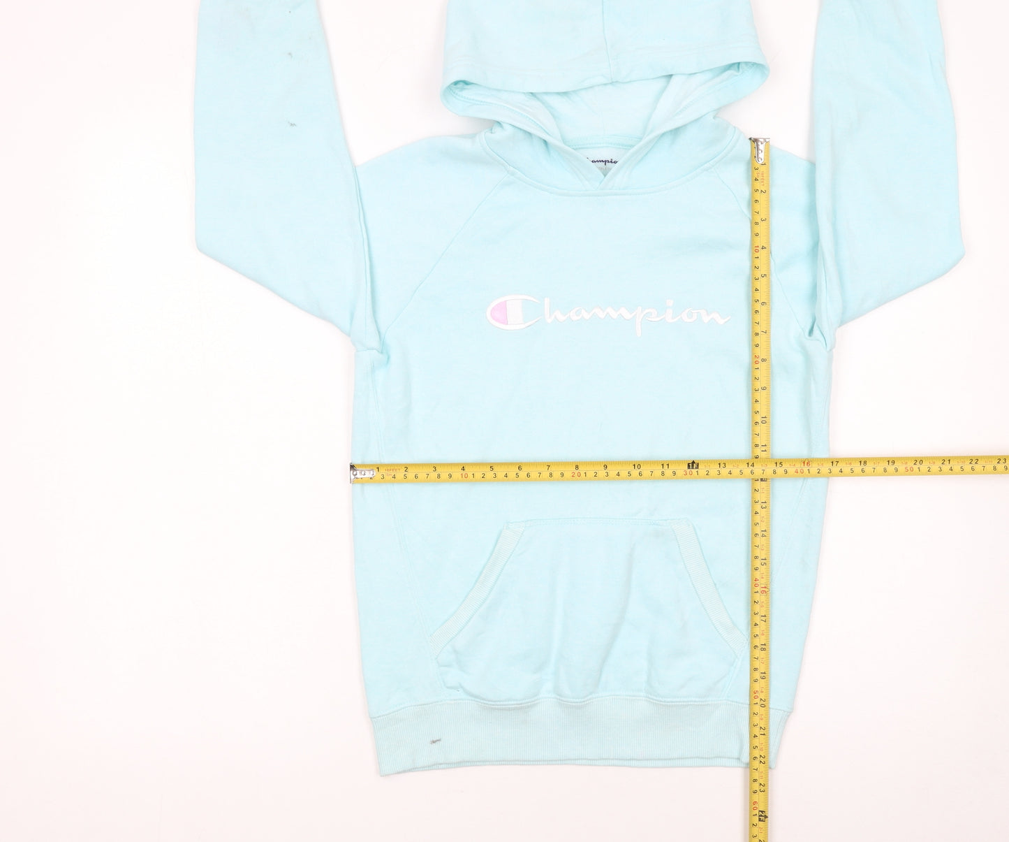 Champion Girls Blue Pullover Hoodie L Logo Fleece Sweatshirt