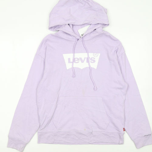 Levi's Girls Purple Pullover Hoodie S Logo Graphic Cotton Sweatshirt
