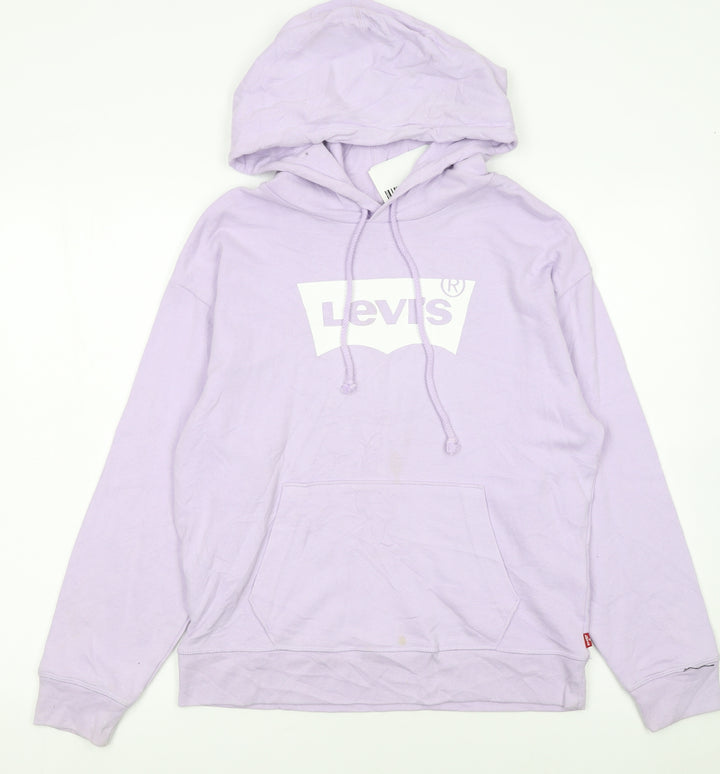 Levi's Girls Purple Pullover Hoodie S Logo Graphic Cotton Sweatshirt