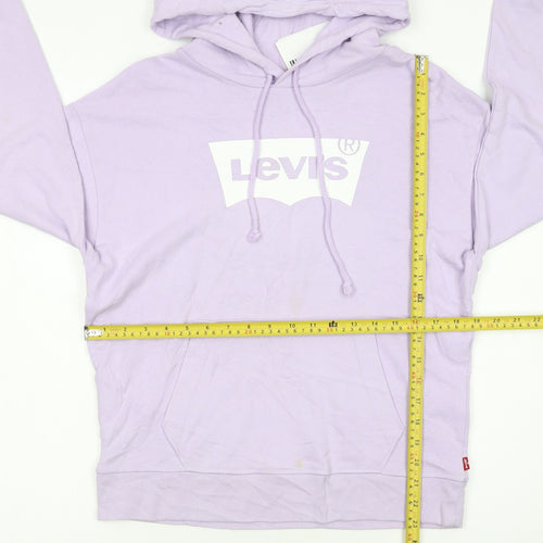 Levi's Girls Purple Pullover Hoodie S Logo Graphic Cotton Sweatshirt