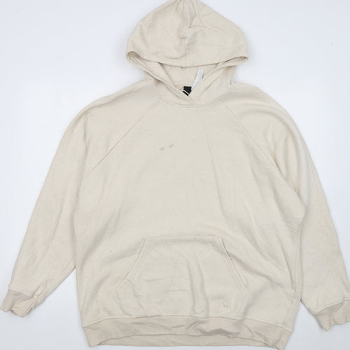 Adidas Womens Beige Pullover Hoodie L 16-18 Fleece Lined Casual