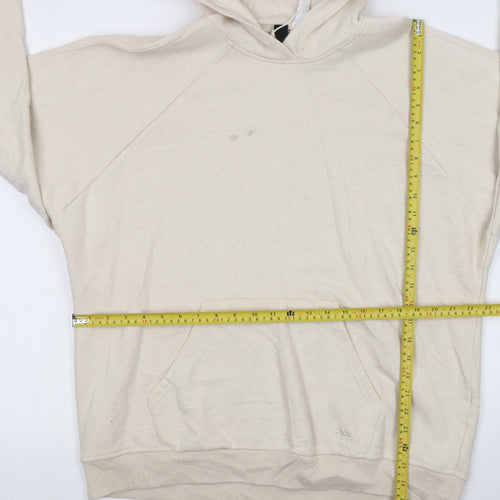 Adidas Womens Beige Pullover Hoodie L 16-18 Fleece Lined Casual
