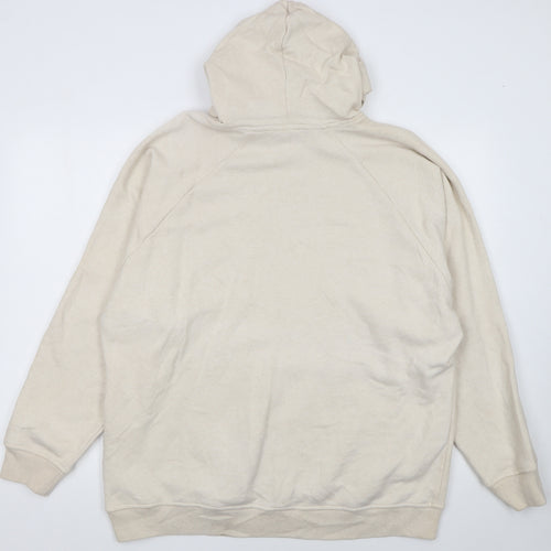 Adidas Womens Beige Pullover Hoodie L 16-18 Fleece Lined Casual