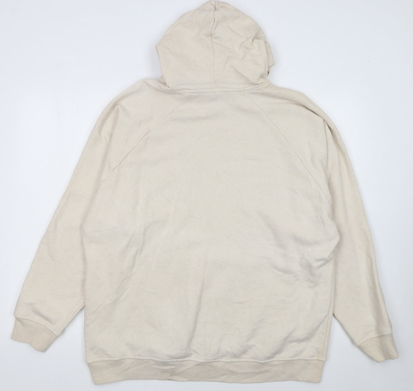Adidas Womens Beige Pullover Hoodie L 16-18 Fleece Lined Casual