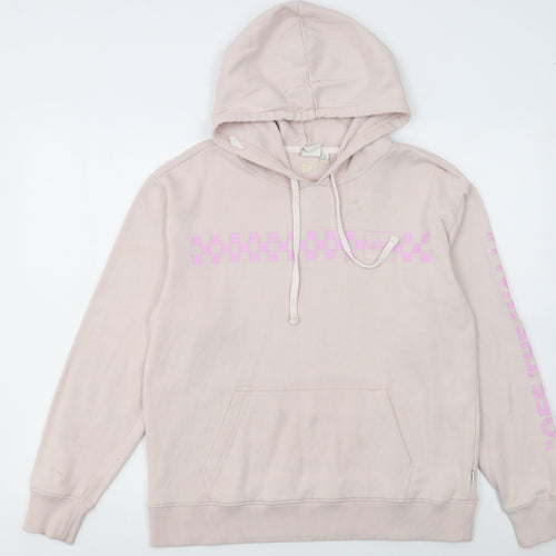 Vans Womens Beige Pink Check Pullover Hoodie Size S Cotton