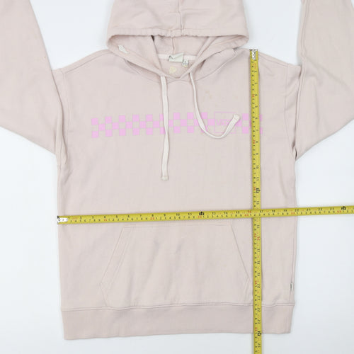 Vans Womens Beige Pink Check Pullover Hoodie Size S Cotton