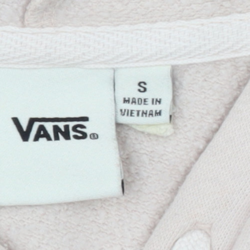 Vans Womens Beige Pink Check Pullover Hoodie Size S Cotton