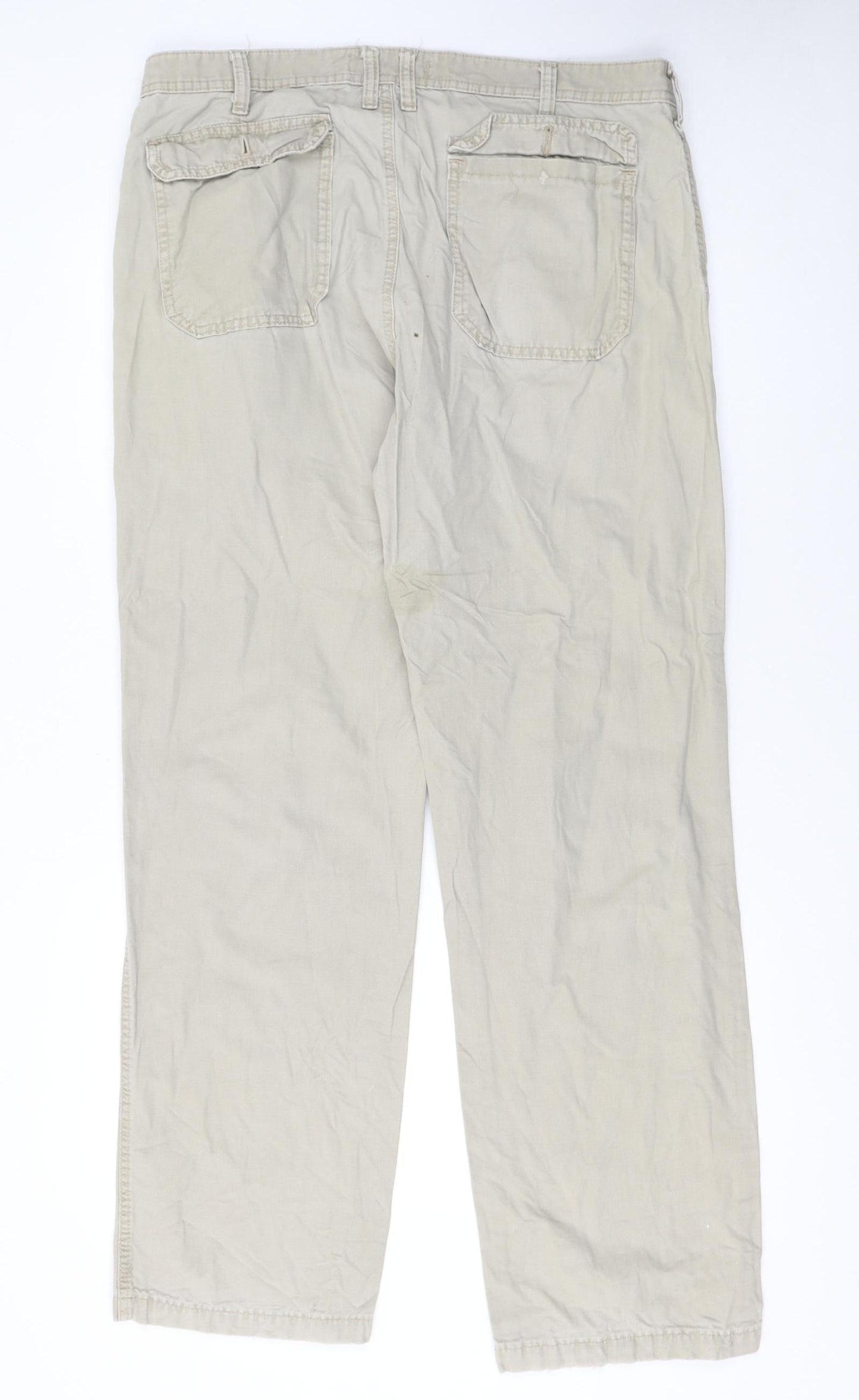 Lee Men's Beige Chino Straight Fit Cotton Trousers 36W 34L