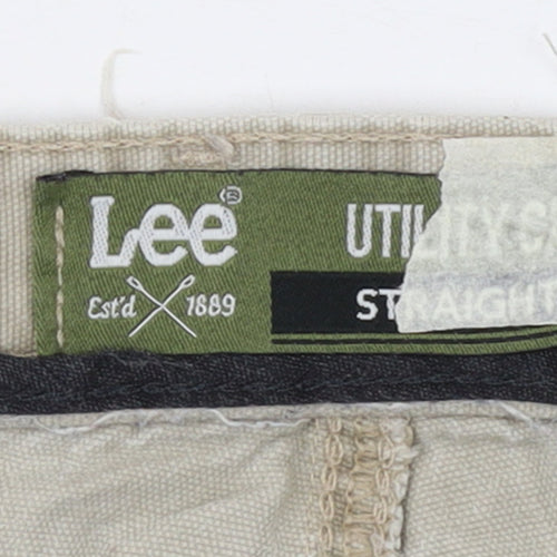 Lee Men's Beige Chino Straight Fit Cotton Trousers 36W 34L