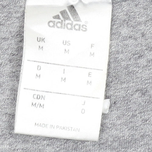 Adidas Men Grey Pullover Sweatshirt M Crew Neck Logo Sports Top