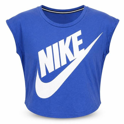 Nike Women's Blue Cropped Sleeveless Cotton T-Shirt Size S