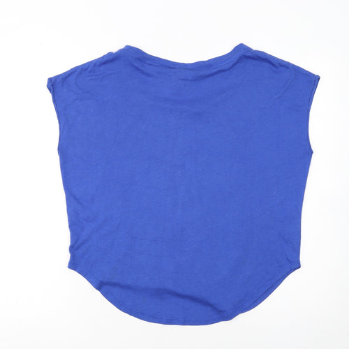Nike Women's Blue Cropped Sleeveless Cotton T-Shirt Size S