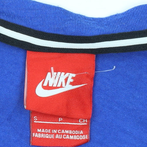 Nike Women's Blue Cropped Sleeveless Cotton T-Shirt Size S