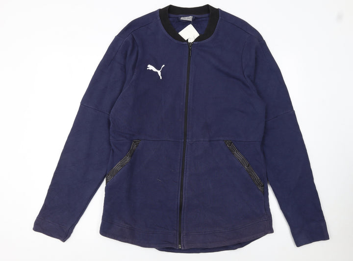 Puma Men's Blue Large Full Zip Track Jacket Cotton Blend