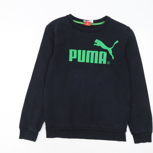 Puma Boys Black Crew Neck Pullover Sweatshirt Size 12 Years Logo Print