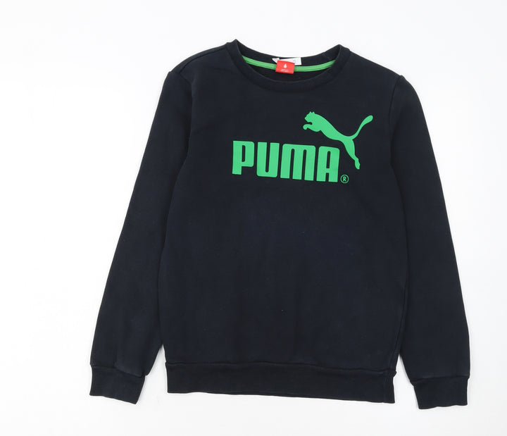 Puma Boys Black Crew Neck Pullover Sweatshirt Size 12 Years Logo Print
