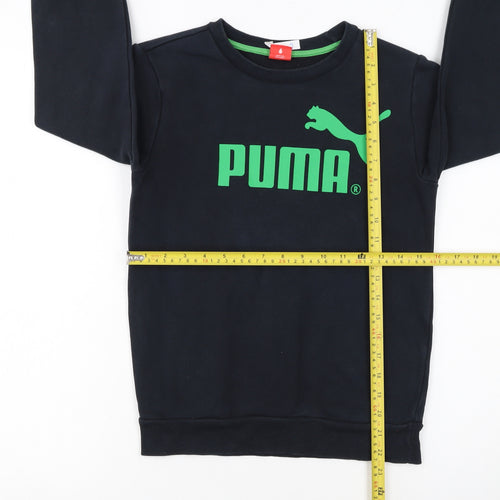 Puma Boys Black Crew Neck Pullover Sweatshirt Size 12 Years Logo Print