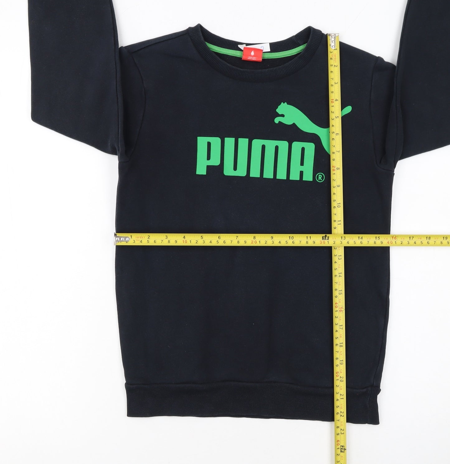 Puma Boys Black Crew Neck Pullover Sweatshirt Size 12 Years Logo Print