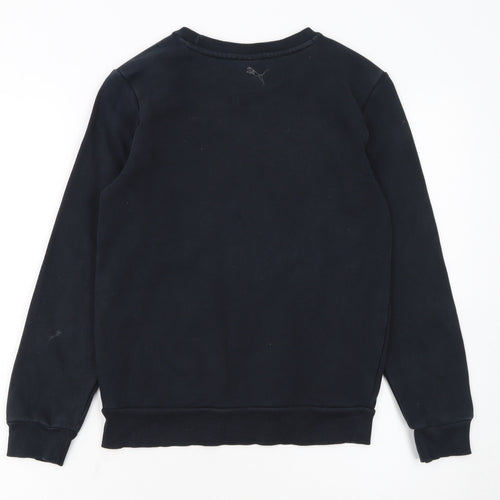 Puma Boys Black Crew Neck Pullover Sweatshirt Size 12 Years Logo Print